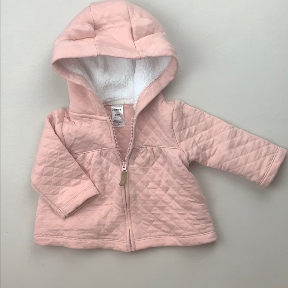 Rose Quilted Knit Hoodie with Bear Ears